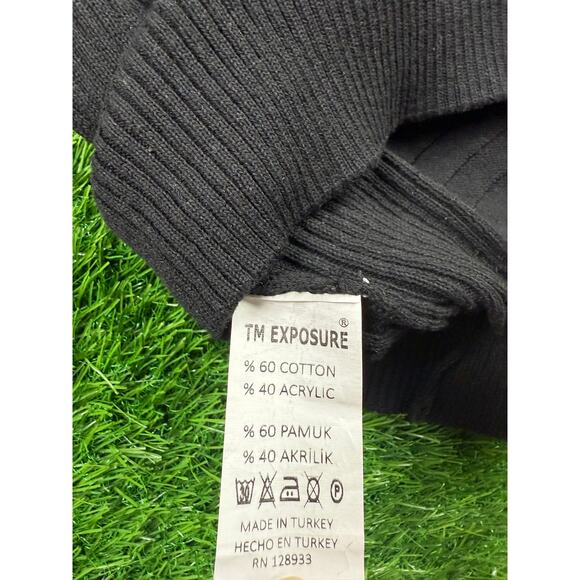 TM Exposure Mens Sweater Size M Black Red Green Stripe Ribbed Knit Long Sleeve - Picture 4 of 11